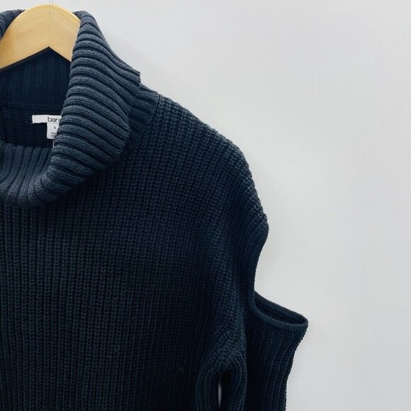 Bar III Womens Size Small Turtleneck Cutout Sleeve Pullover Sweater in Black $59 - Picture 3 of 7